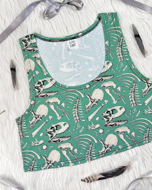 Crop Top - Sage Dino Bones - MTO