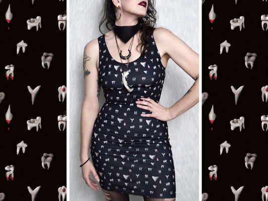 Bodycon Dress - Black Teeth - Ready to Ship