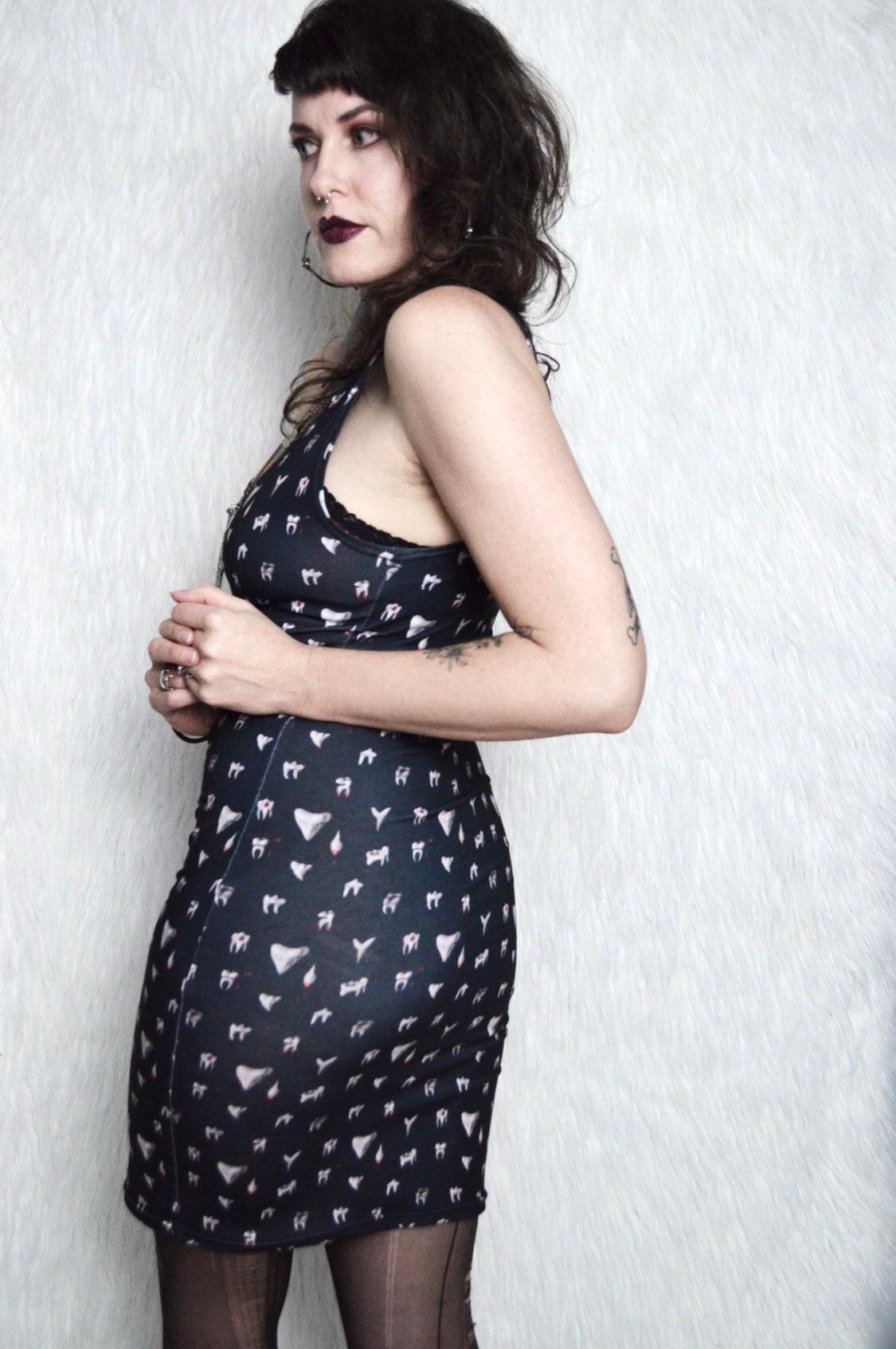 Bodycon Dress - Black Teeth - Ready to Ship