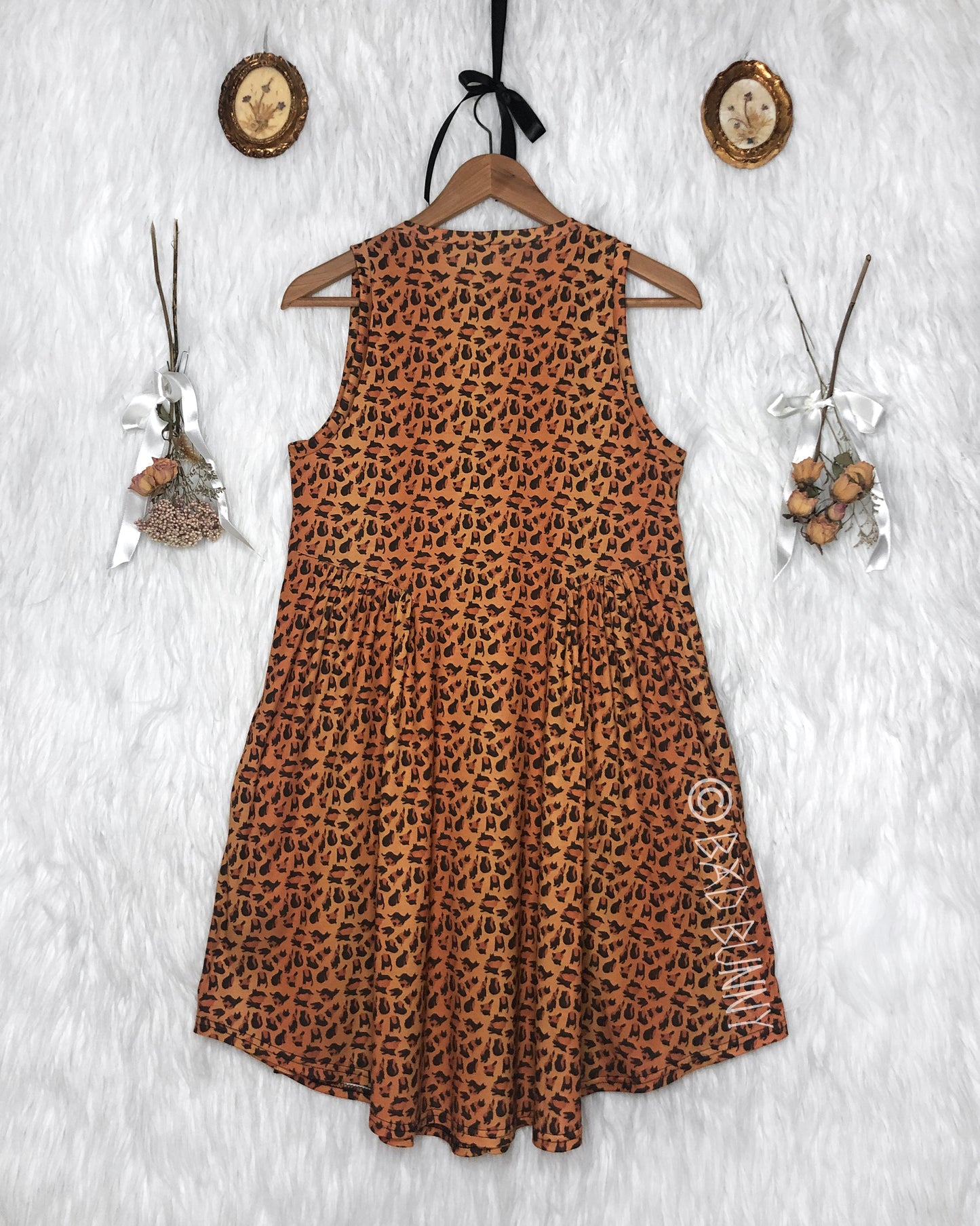 BB Doll Dress - Orange Leopard Kitty - MTO