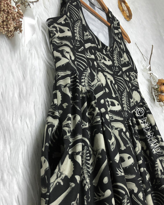 BB Doll Dress - Black Dino Bones - MTO