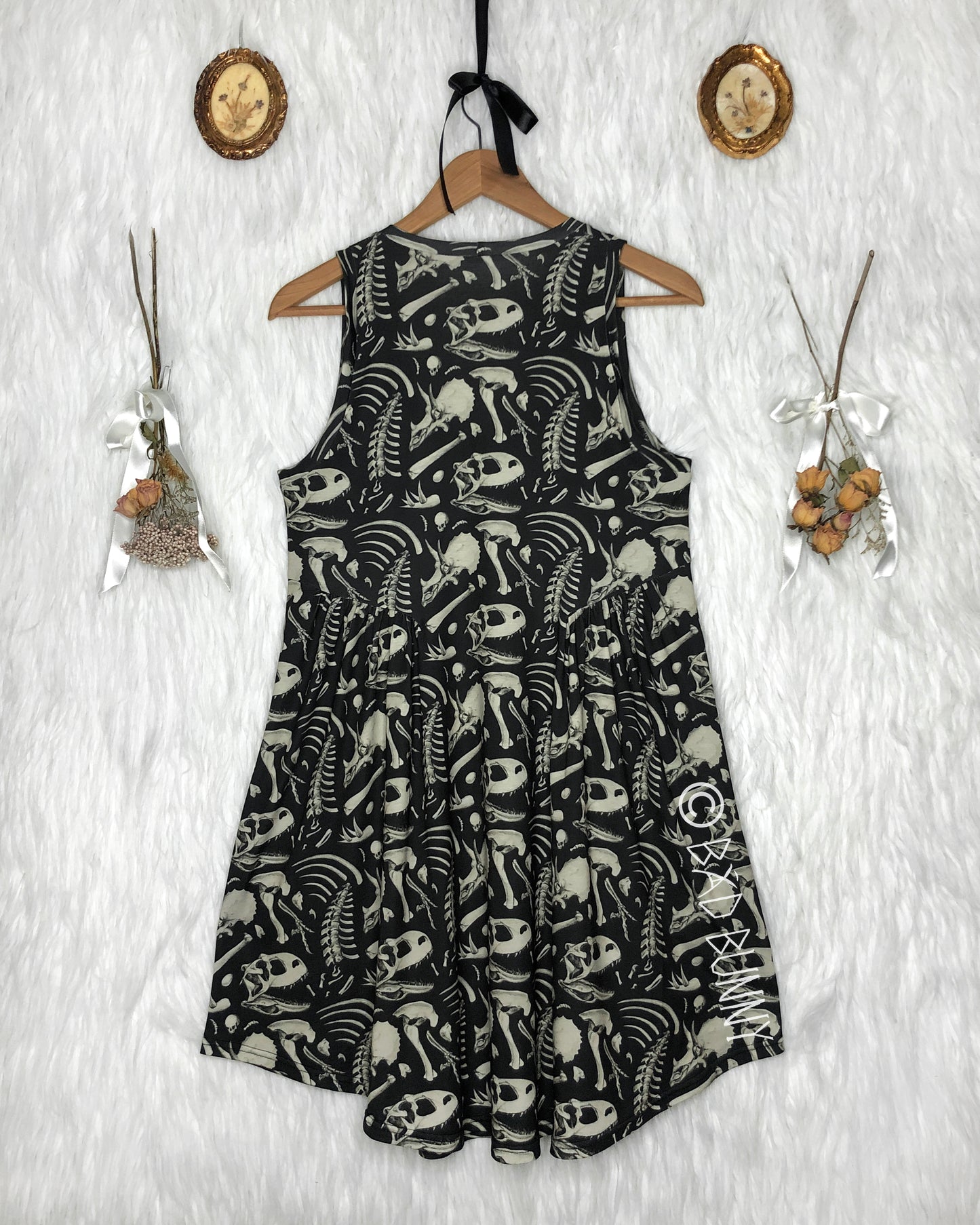 BB Doll Dress - Black Dino Bones - MTO