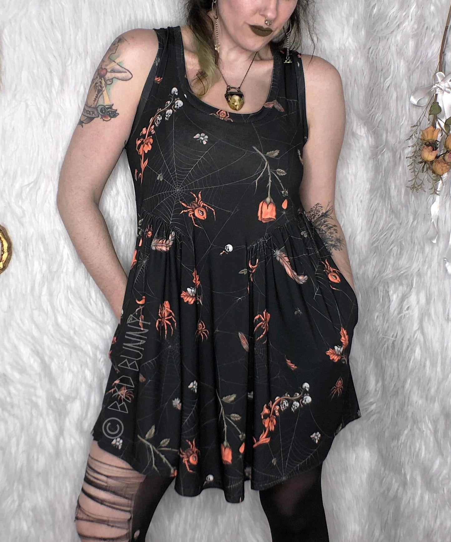 BB Doll Dress - Black Webs - MTO