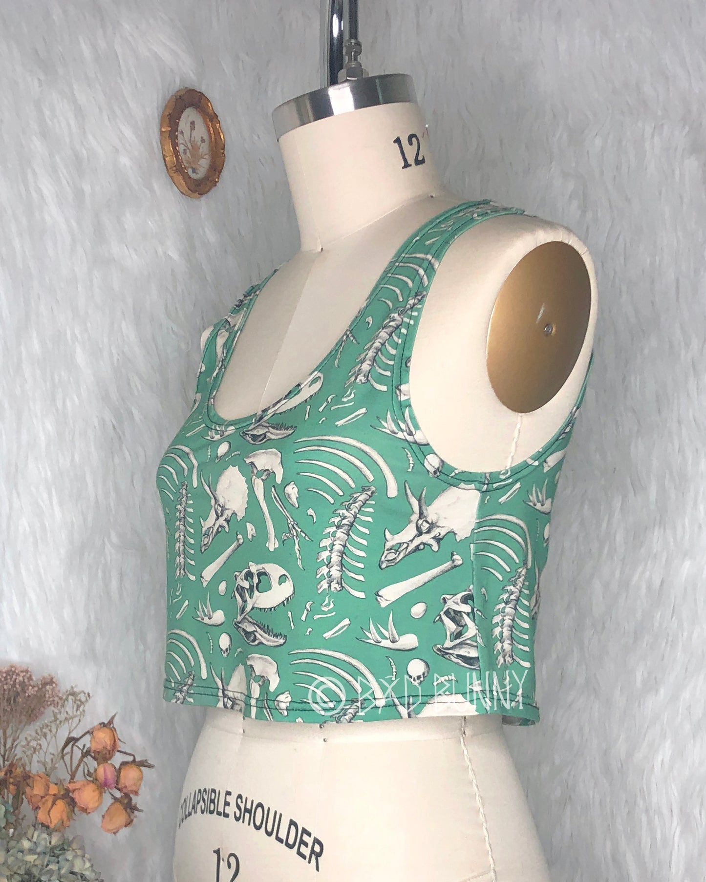 Crop Top - Sage Dino Bones - MTO