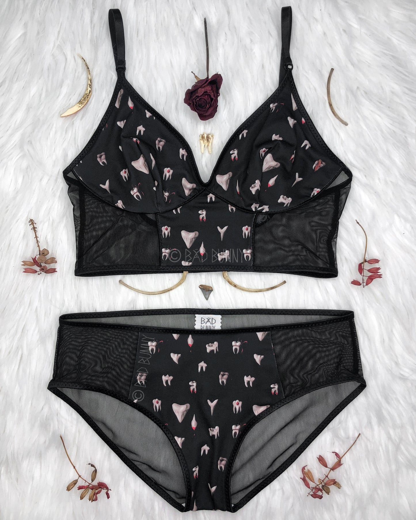 Sheer Panel Undies - Black Teeth - MTO