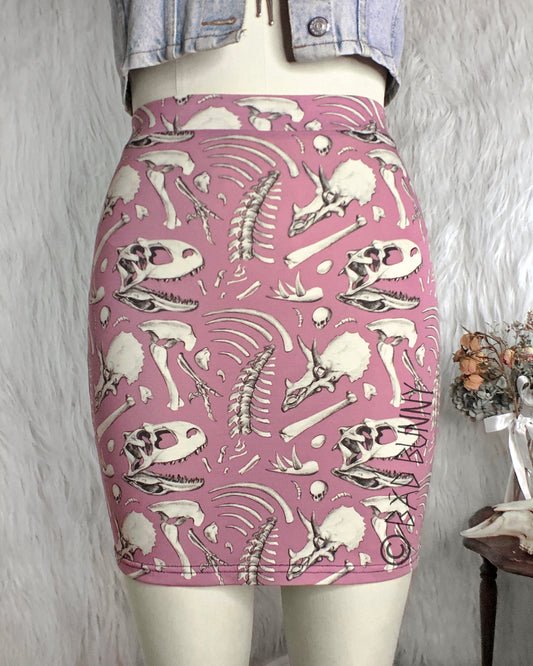 Miniskirt - Pink Dino Bones - MTO