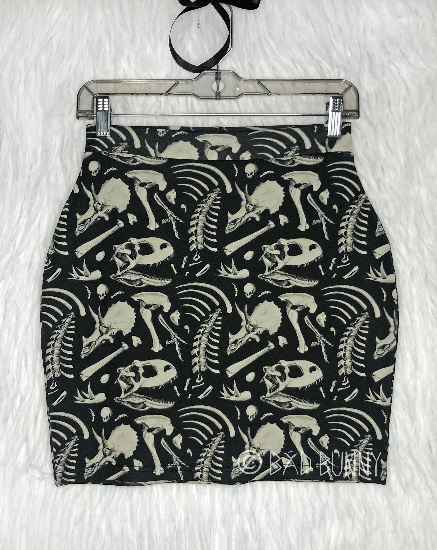Miniskirt - Black Dino Bones - MTO
