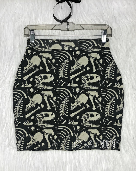 Miniskirt - Black Dino Bones - MTO