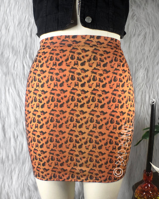 Miniskirt - Orange Leopard Kitty - MTO