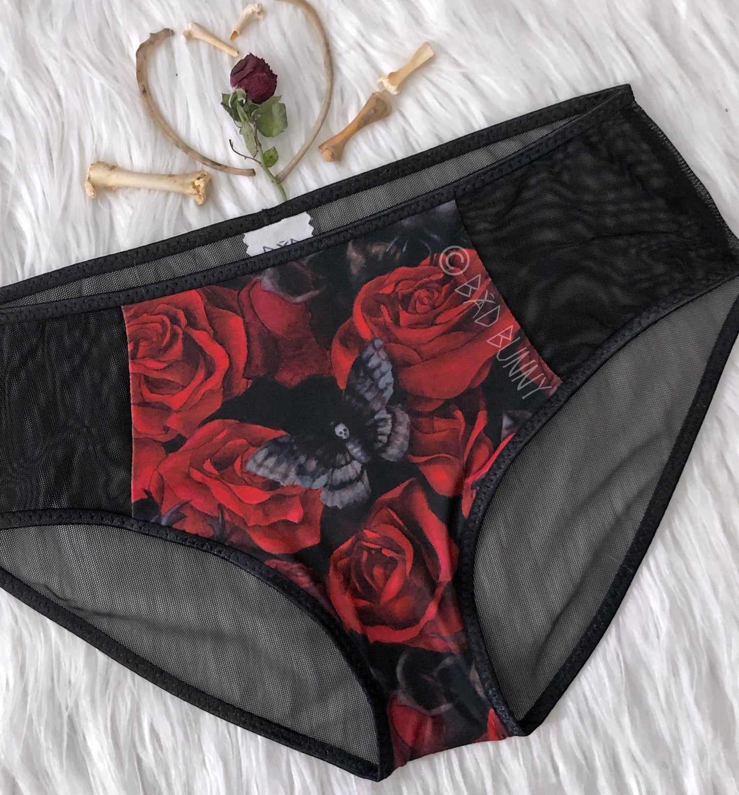 Sheer Panel Undies - Bugs & Roses - Ready to Ship