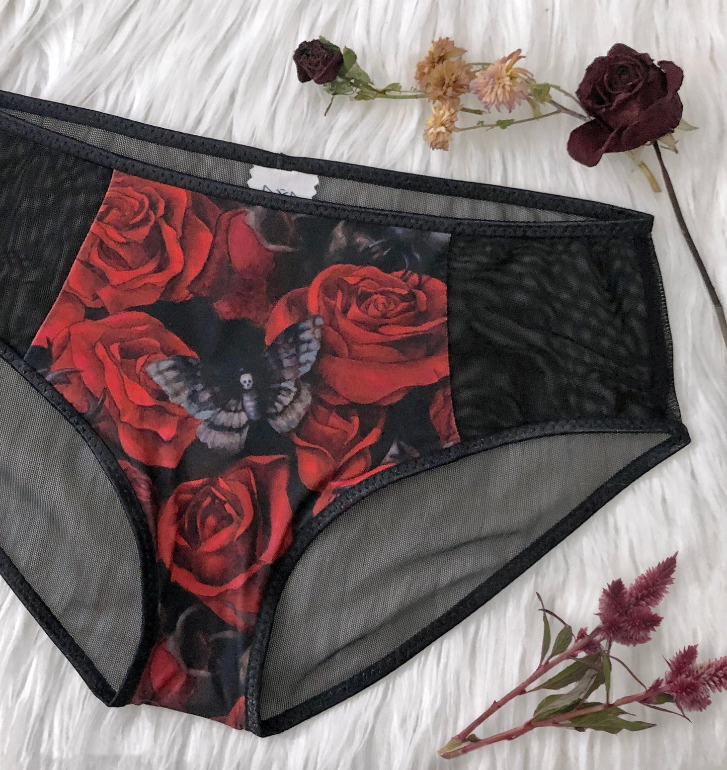 Sheer Panel Undies - Bugs & Roses - Ready to Ship