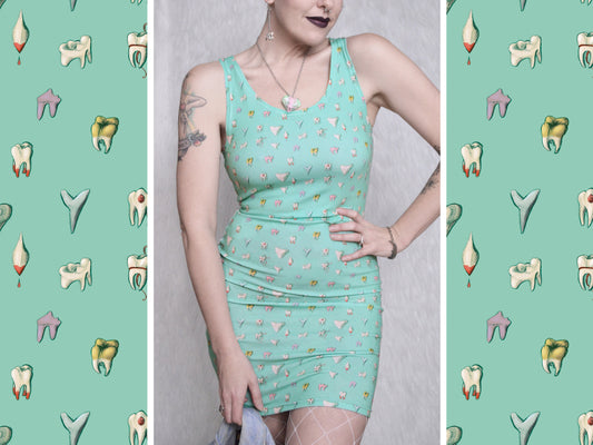 Bodycon Dress - Spearmint Teeth - MTO