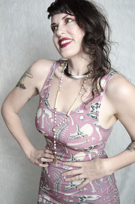 Bodycon Dress - Pink Dino Bones - MTO