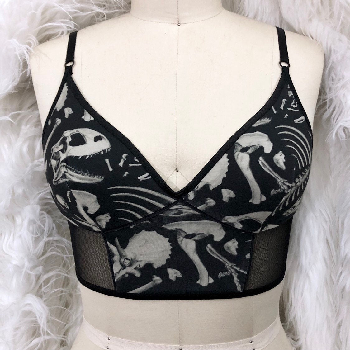 Bra - Black Dino Bones - Ready to Ship