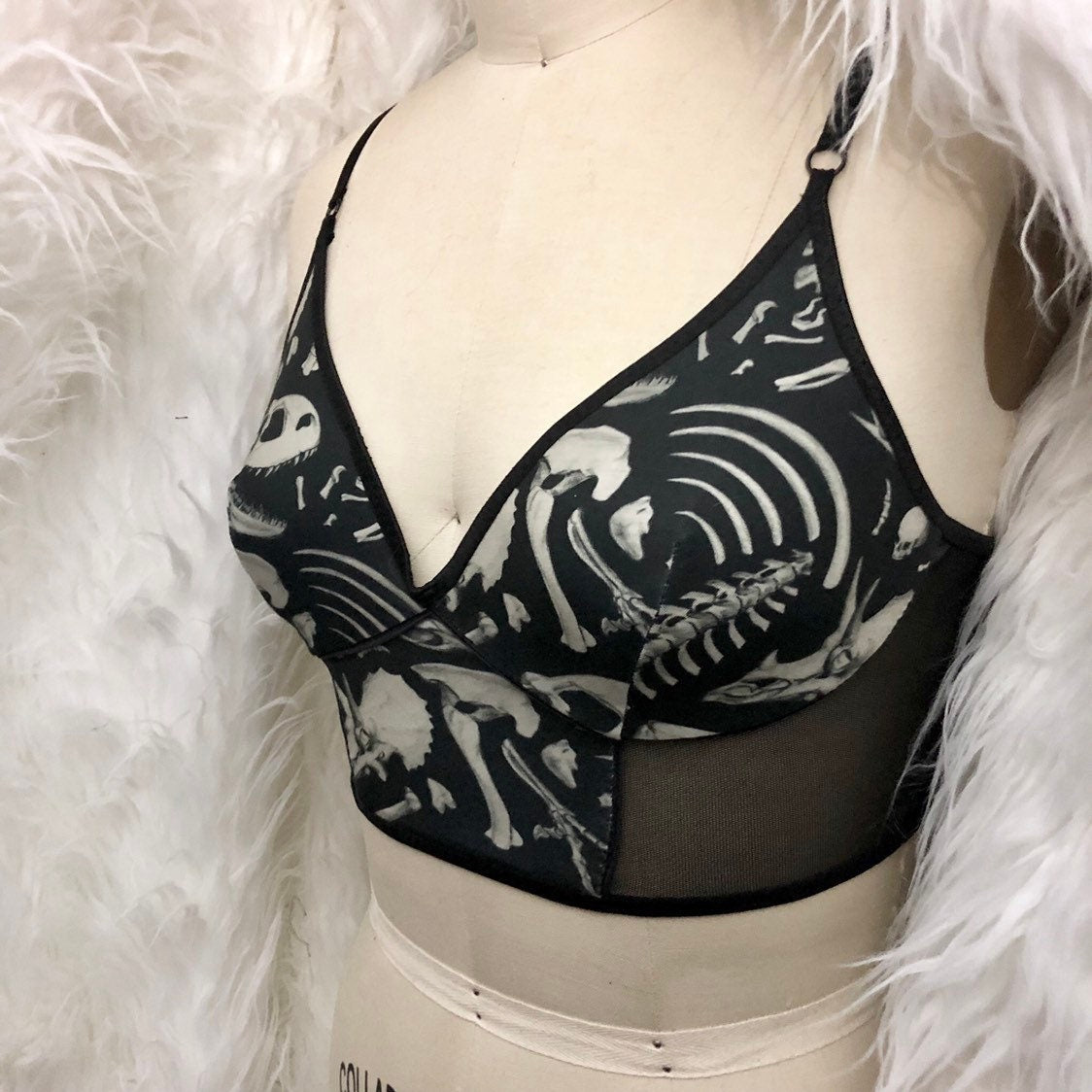 Bra - Black Dino Bones - Ready to Ship