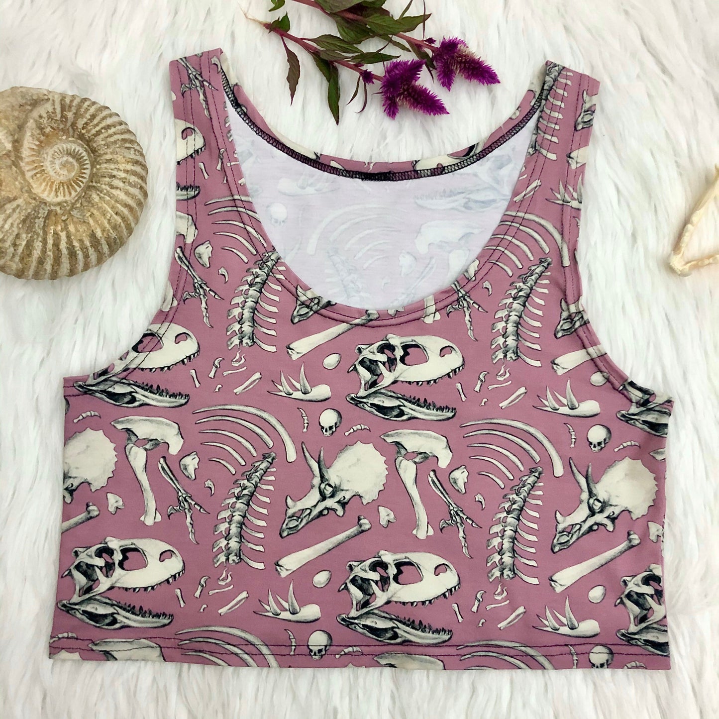 Crop Top - Pink Dino Bones - MTO