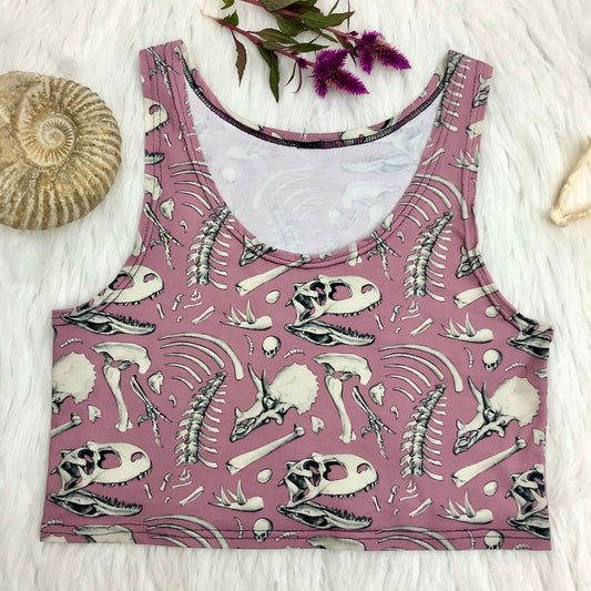 Crop Top - Pink Dino Bones - MTO