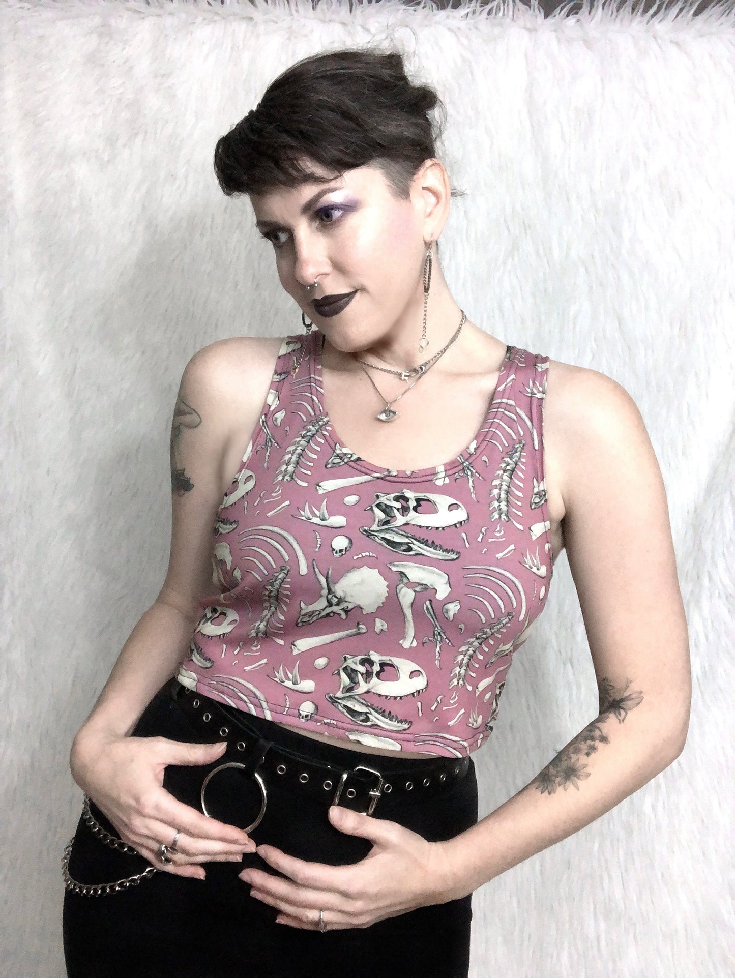 Crop Top - Pink Dino Bones - MTO