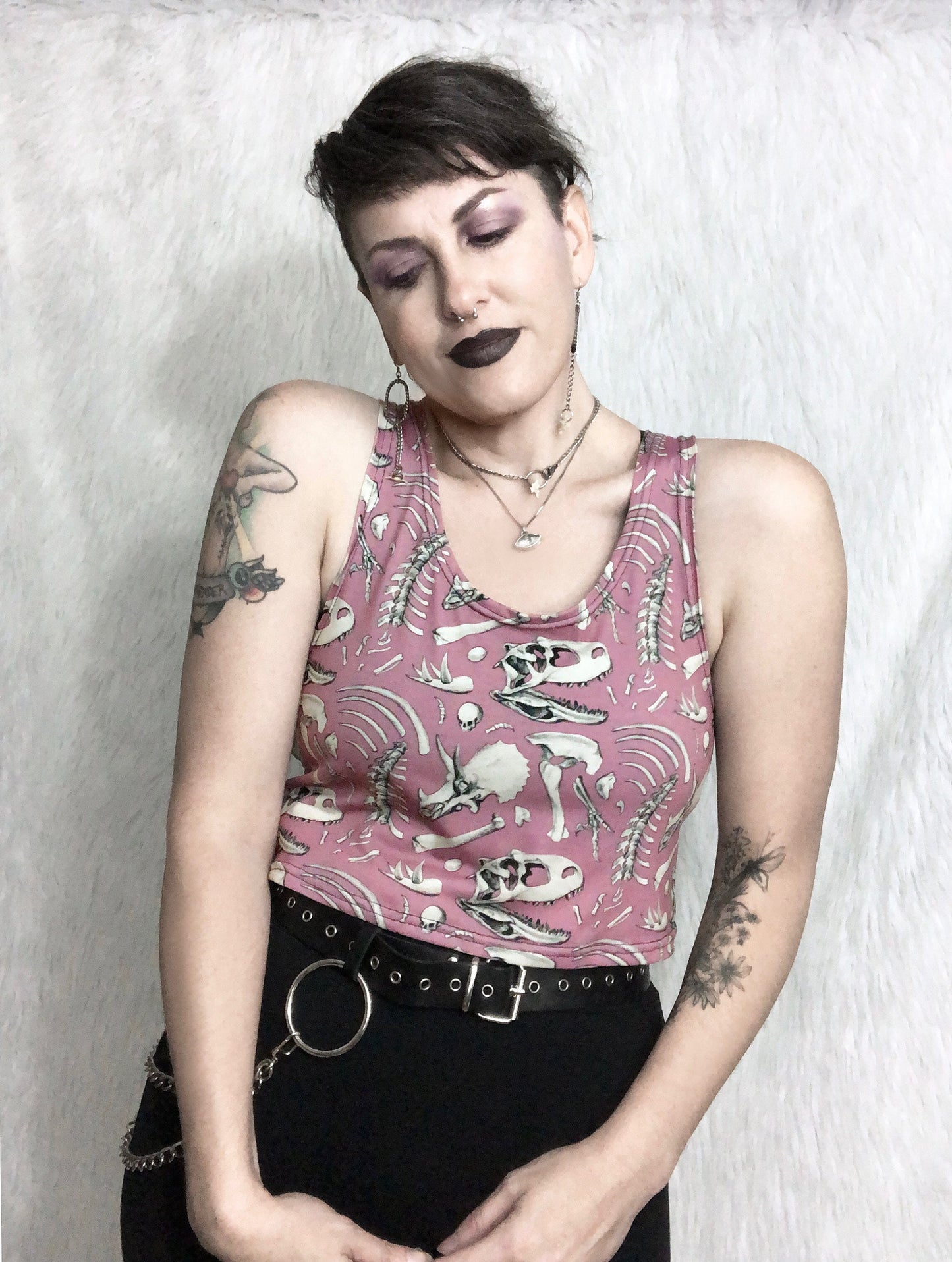 Crop Top - Pink Dino Bones - MTO