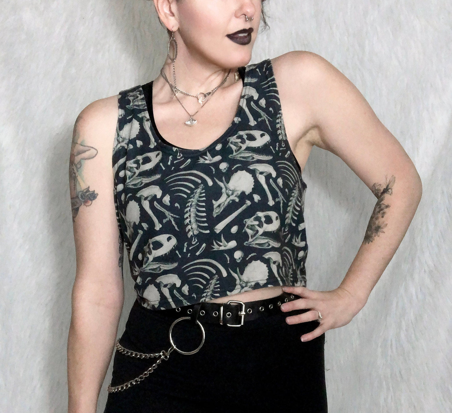 Crop Top - Black Dino Bones - MTO