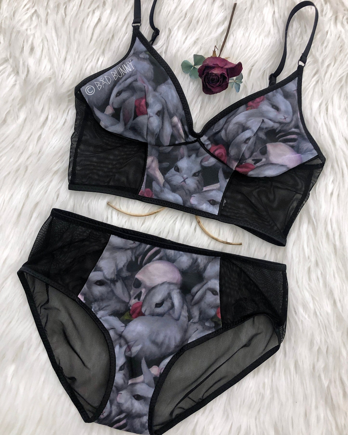 Sheer Panel Undies - Danger Bunnies - MTO