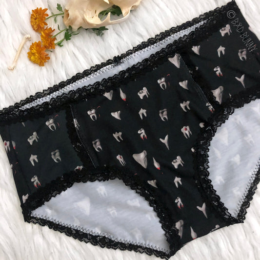 Boyshort Undies - Black Teeth - MTO
