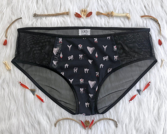 Sheer Panel Undies - Black Teeth - MTO