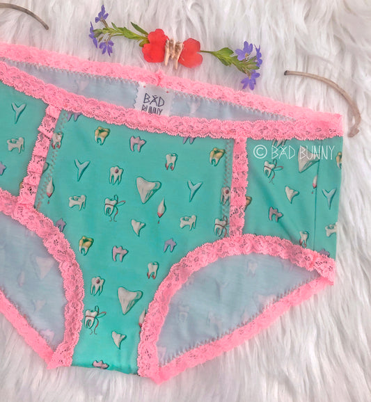 Boyshort Undies - Spearmint Teeth - MTO