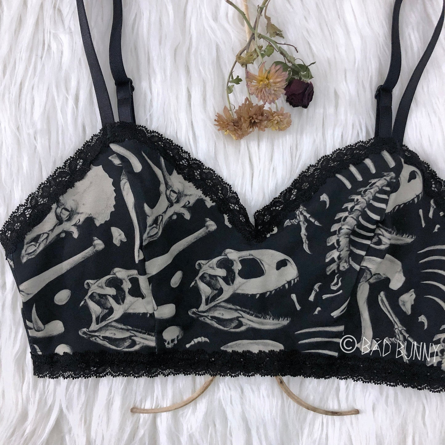 Bralette - Black Dino Bone - MTO