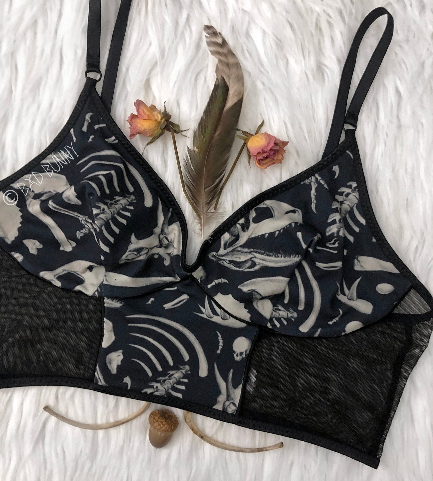Bra - Black Dino Bones - Ready to Ship