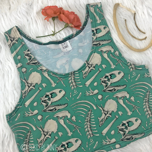 Crop Top - Sage Dino Bones - MTO