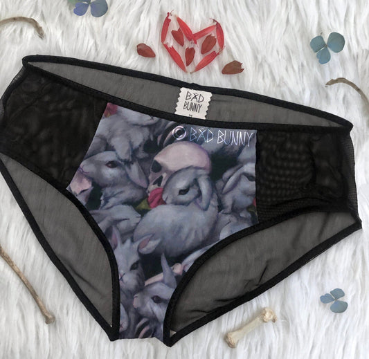 Sheer Panel Undies - Danger Bunnies - MTO