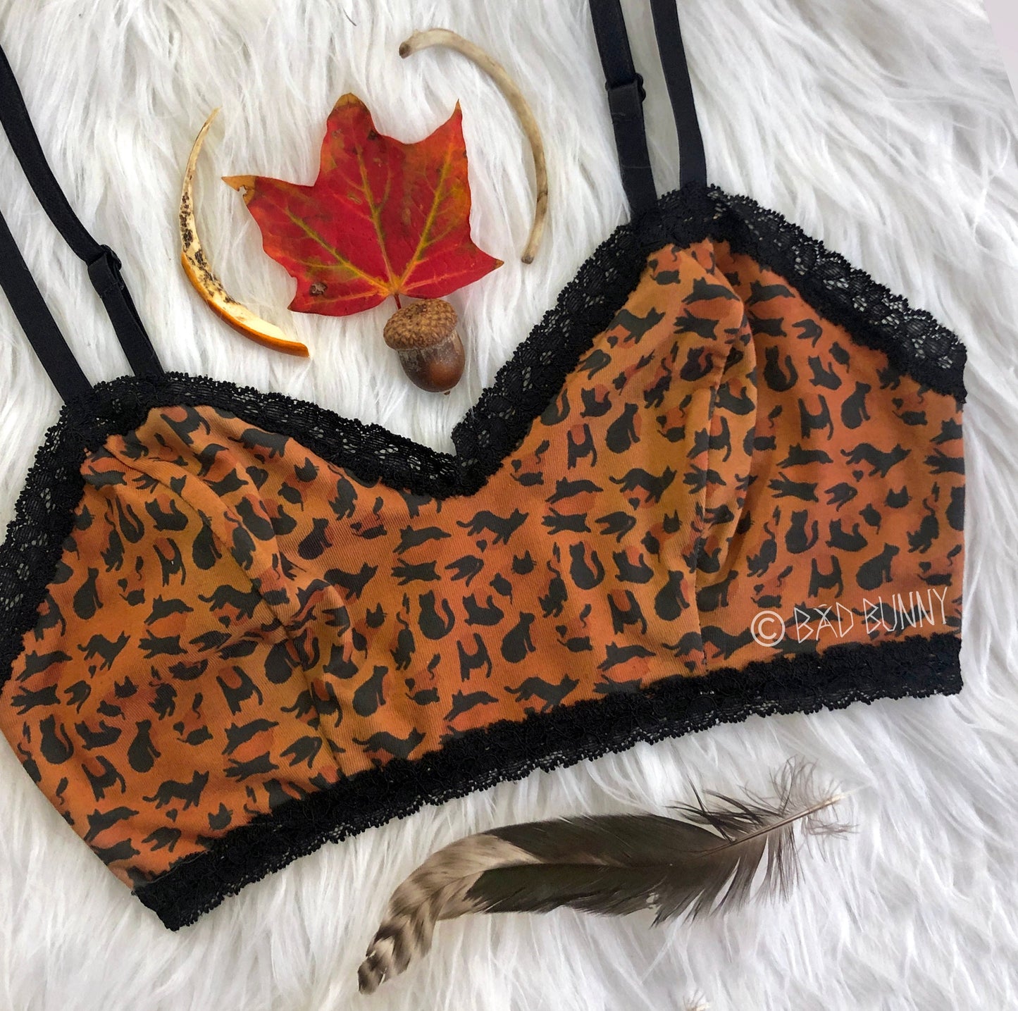 Bralette - Orange Leopard Kitty - MTO