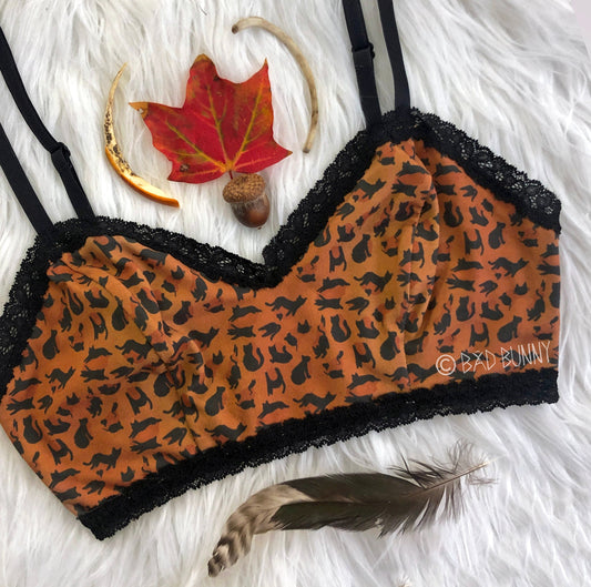 Bralette - Orange Leopard Kitty - MTO