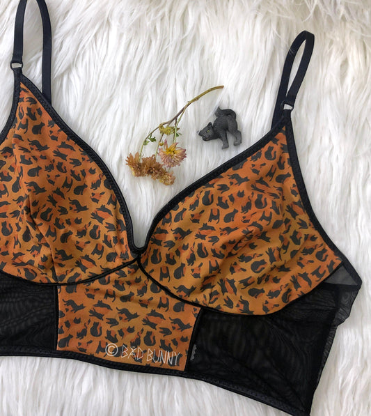 Bra - Orange Leopard Kitty - Ready to Ship