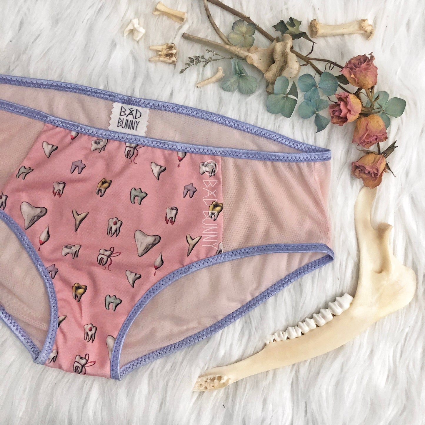 Sheer Panel Undies - Pink Teeth - MTO