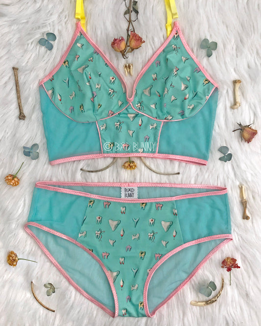 Sheer Panel Undies - Spearmint Teeth - MTO