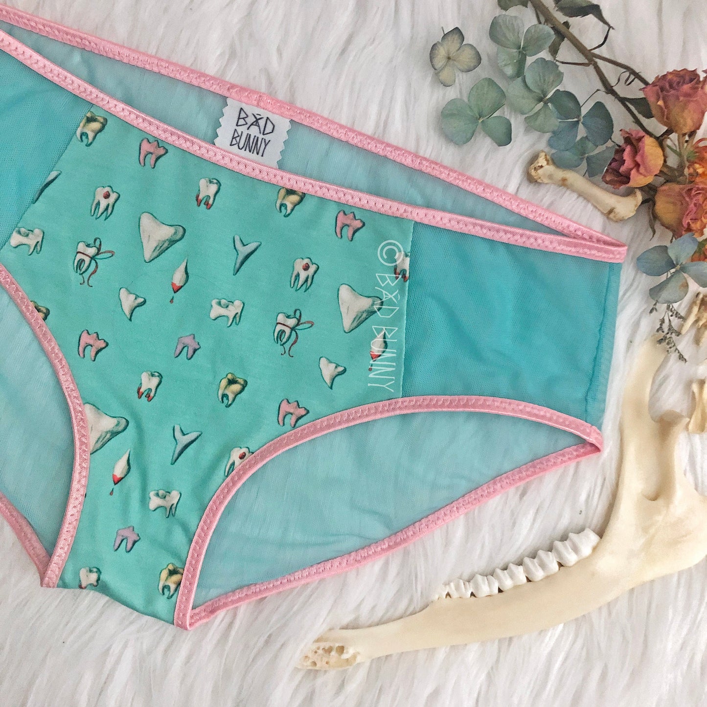 Sheer Panel Undies - Spearmint Teeth - MTO