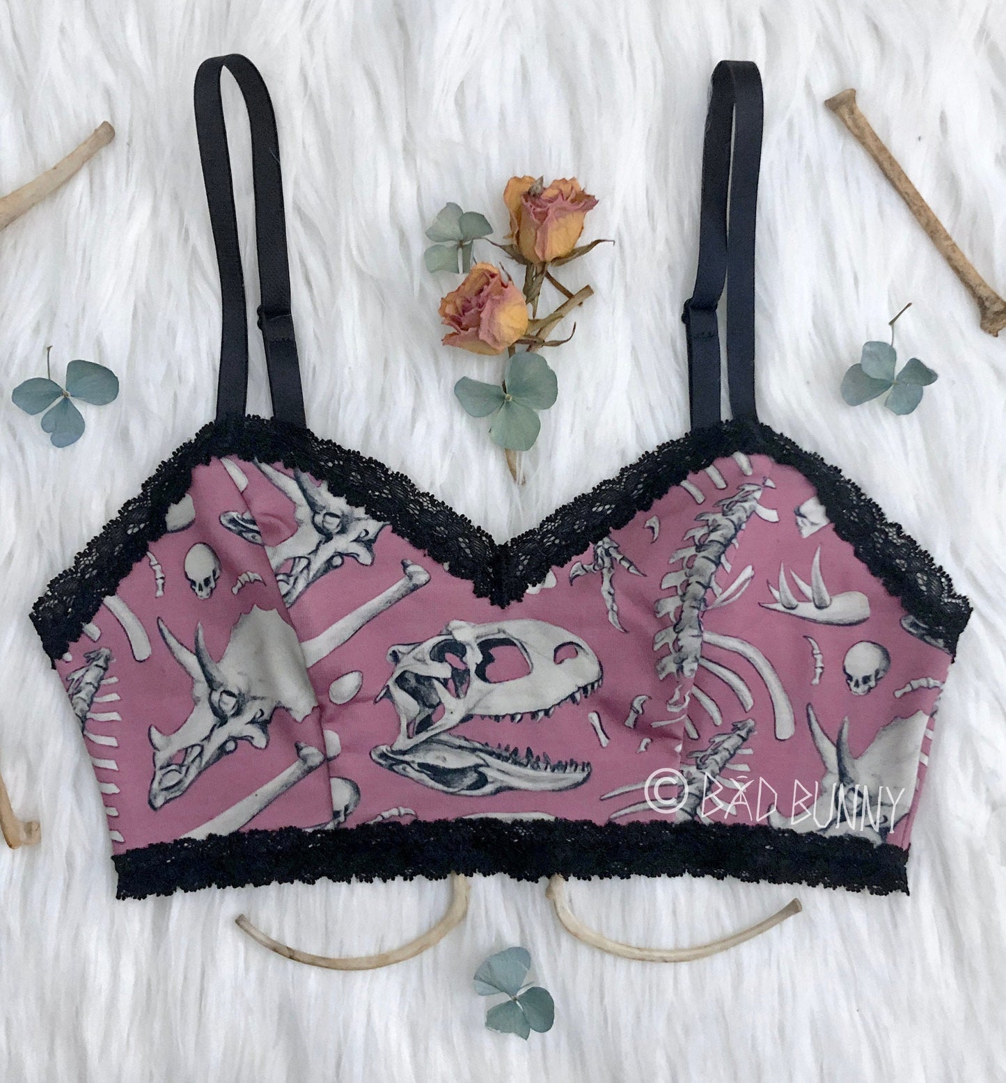 Bralette - Pink Dino Bone - MTO