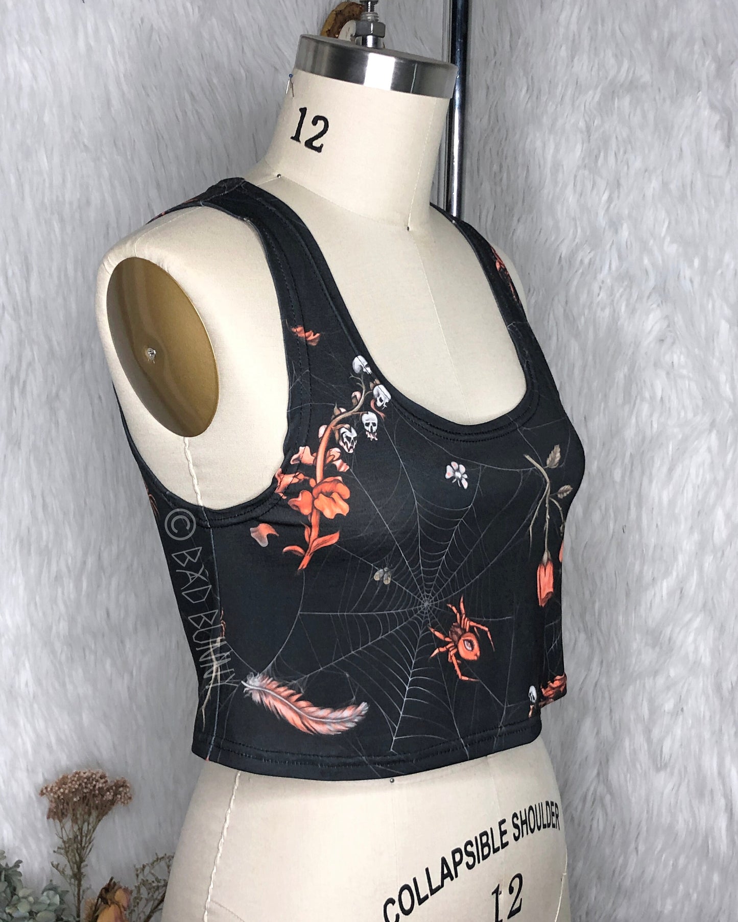 Crop Top - Black Webs - MTO