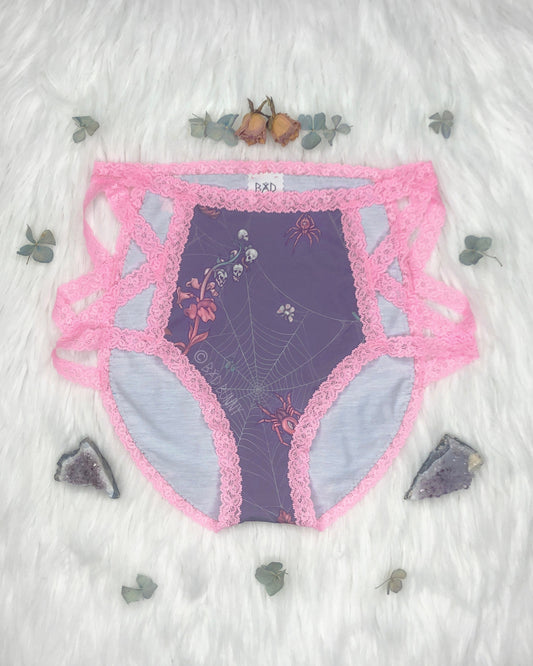 Lace High-waisted Undies - Lavender Webs - MTO