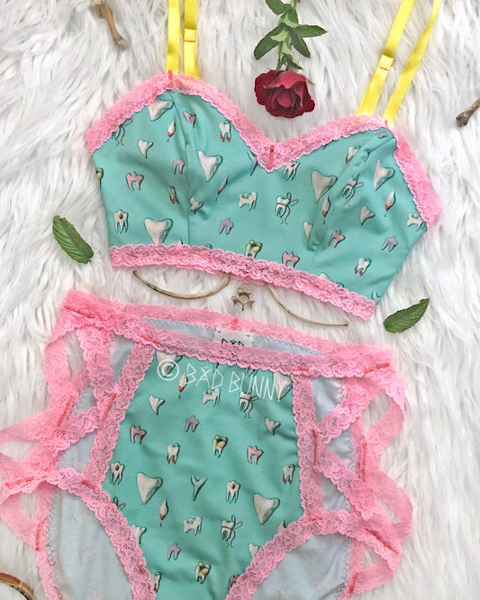 Lace High-waisted Undies - Spearmint Teeth - MTO