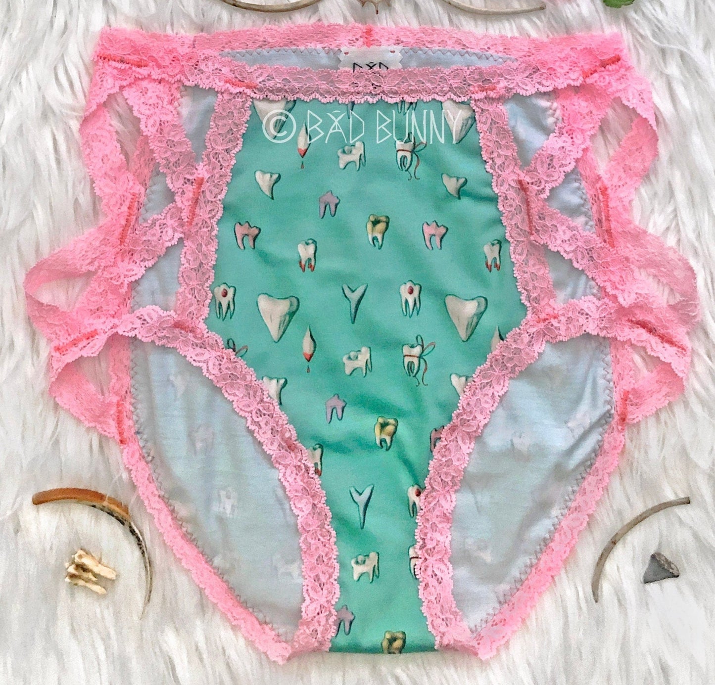 Lace High-waisted Undies - Spearmint Teeth - MTO