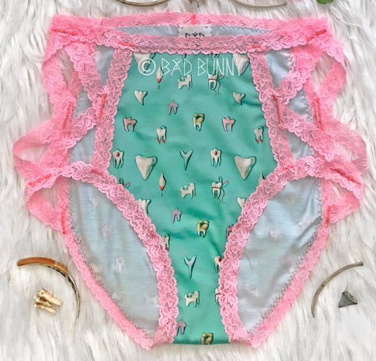 Lace High-waisted Undies - Spearmint Teeth - MTO