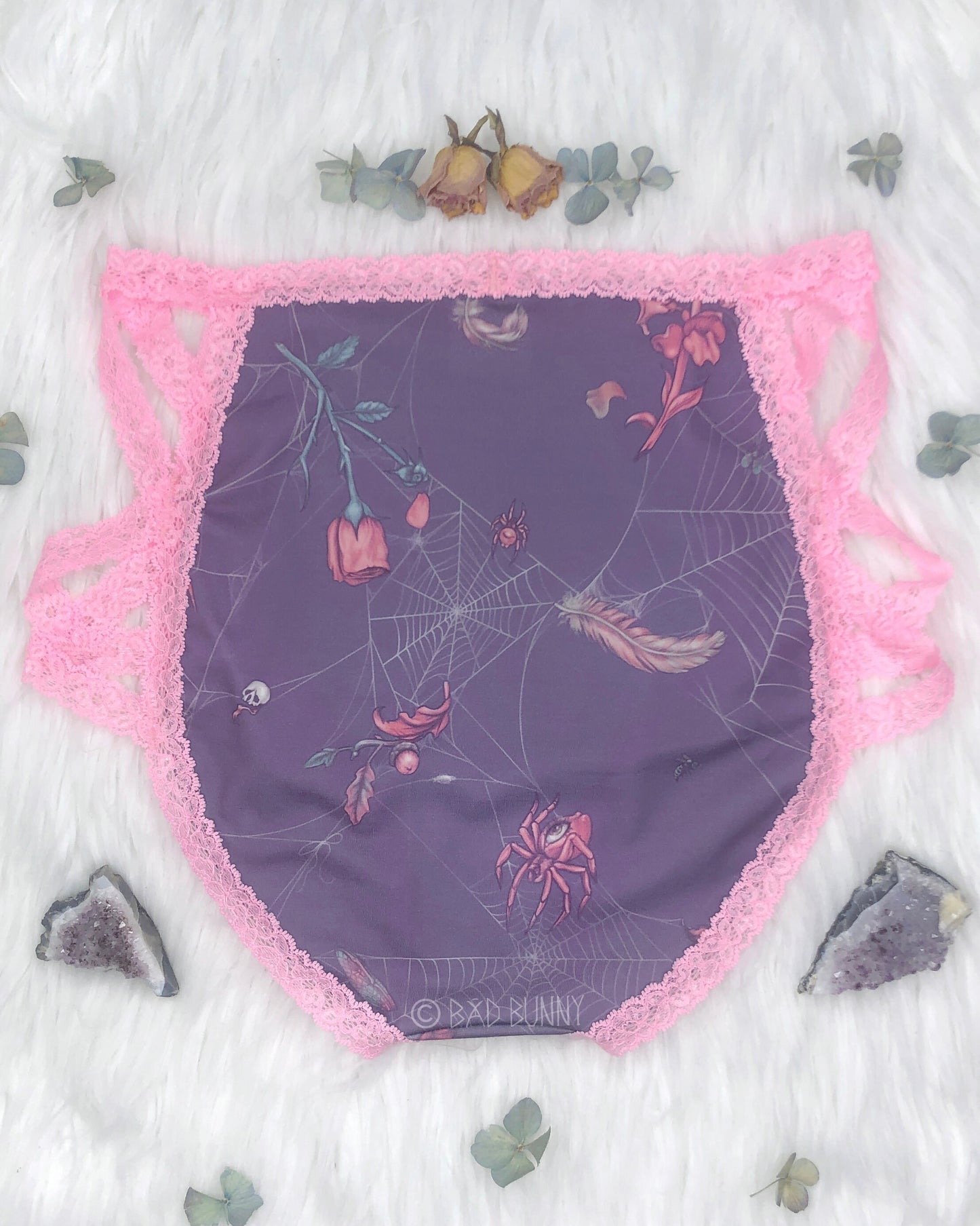 Lace High-waisted Undies - Lavender Webs - MTO