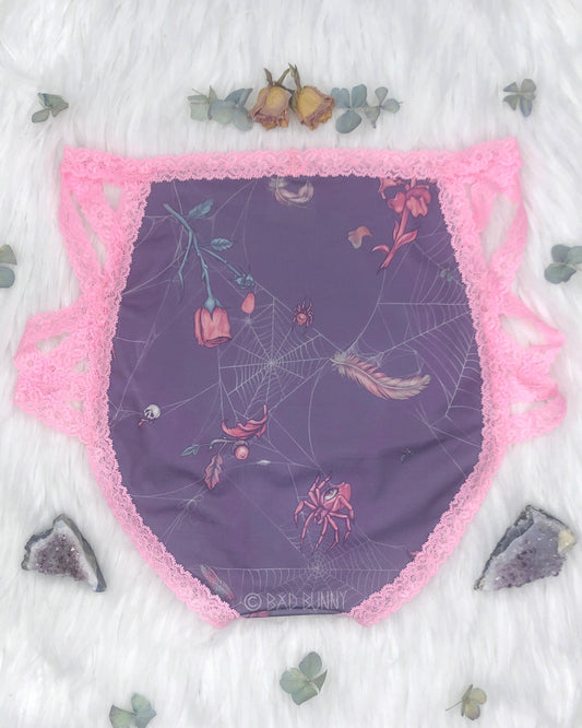 Lace High-waisted Undies - Lavender Webs - MTO