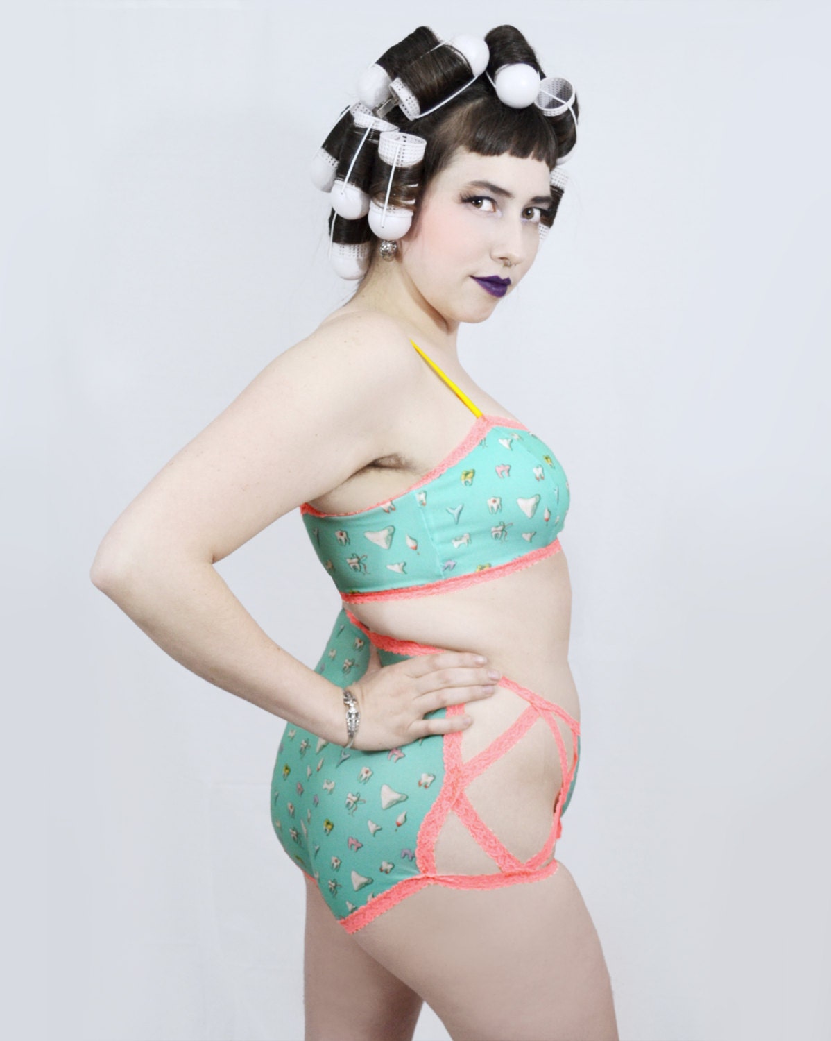 Lace High-waisted Undies - Spearmint Teeth - MTO
