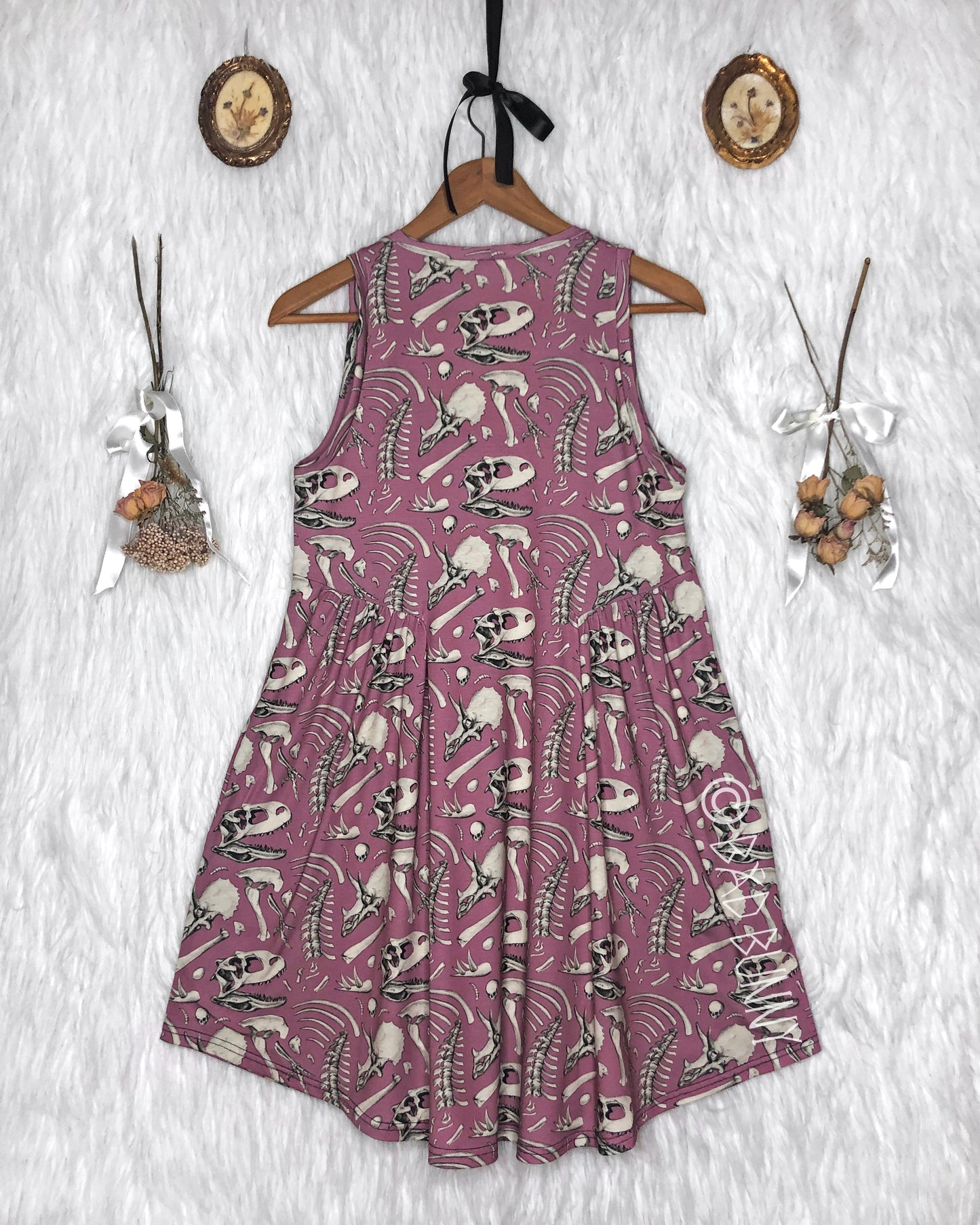 BB Doll Dress - Pink Dino Bones - MTO