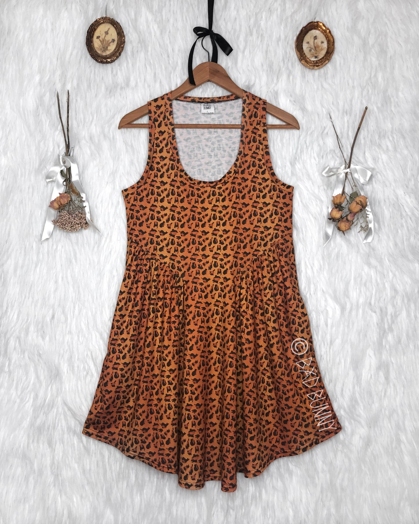 BB Doll Dress - Orange Leopard Kitty - MTO