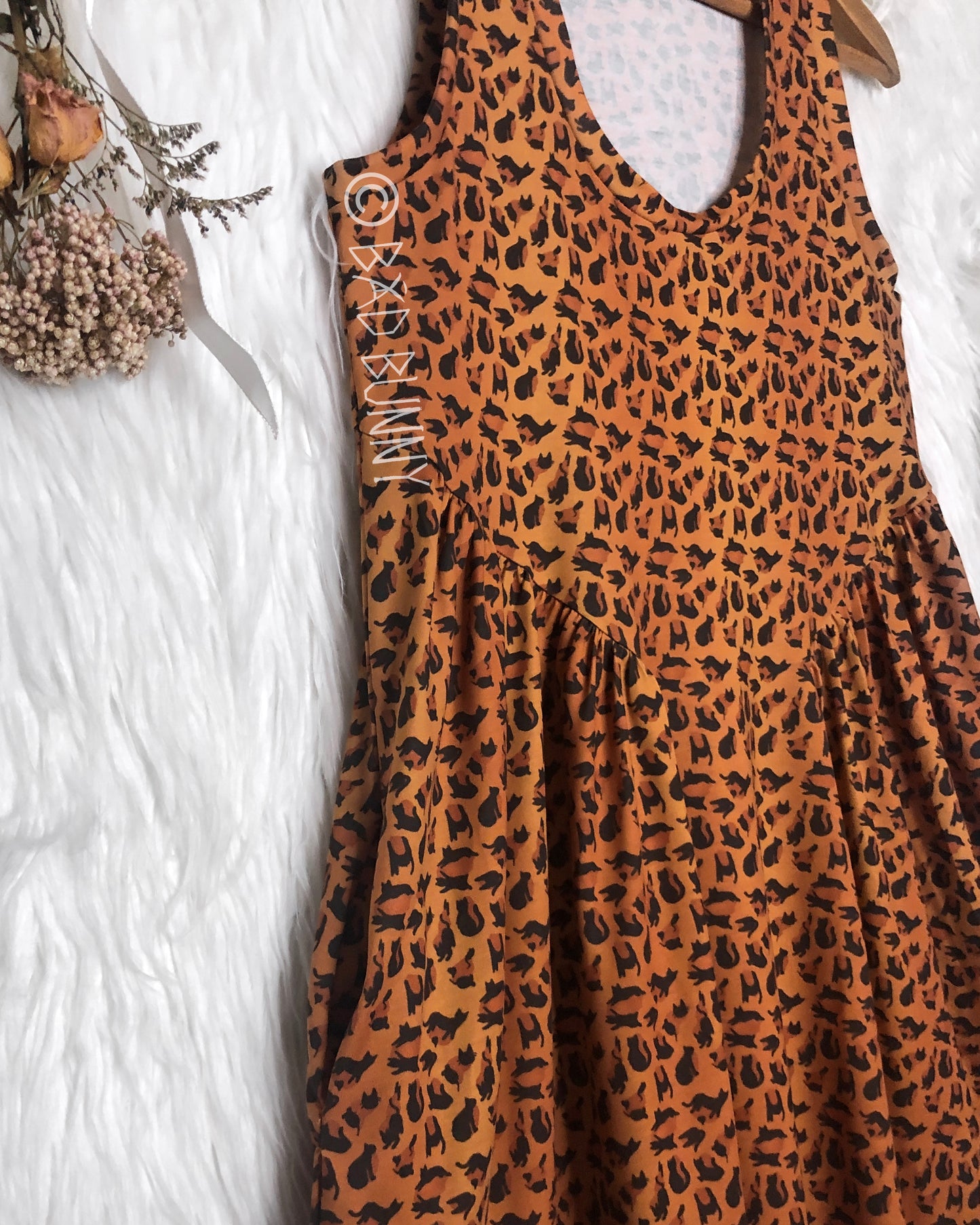BB Doll Dress - Orange Leopard Kitty - MTO